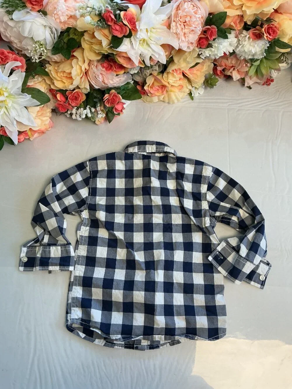 3/$20 Bundle 🌈Carter’s Toddler Boys Navy Gingham Button-Down Shirt 2T